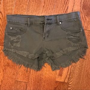 Pistola Olive Green Distressed Cutoff Shorts